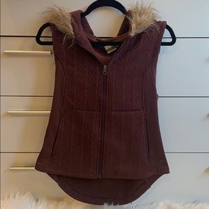 Faux Fur Hooded Sweater Vest